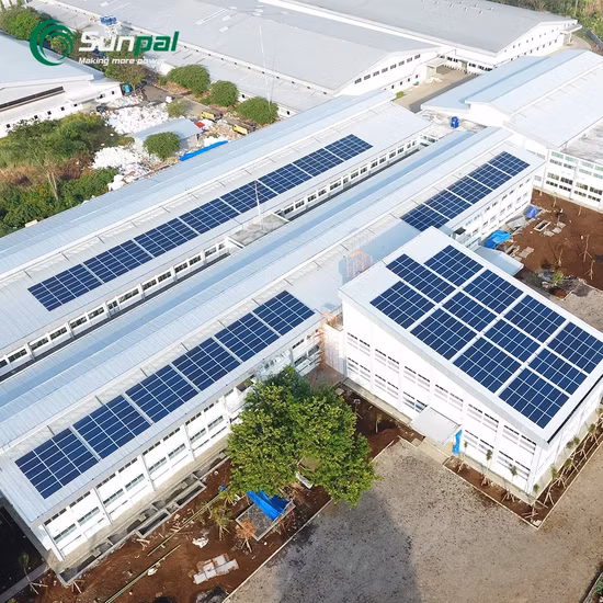 Sunpal 150Kw 하이브리드 그리드 옥상 상업용 태양광 발전 시스템 삼상 100Kw 50Kw 30Kw 순수 웨이브 사인 ATESS Invter Pv 키트